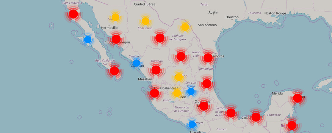 Tiendas en México señaladas en el mapa
